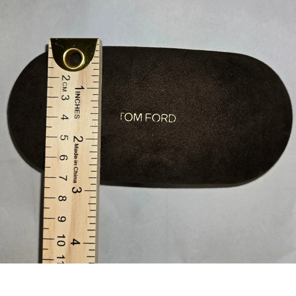 Tom Ford Brown Velvet Hard Shell Sunglasses Eyeglasses Case Clamshell Logo